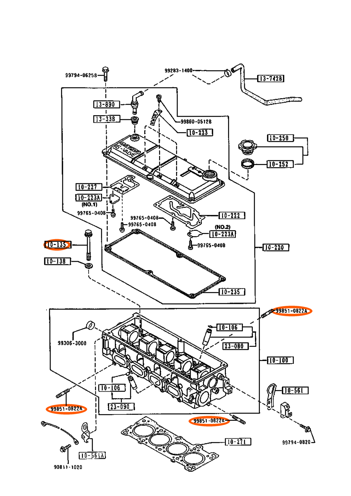 1990 Mazda 121 1010 A: CYLINDER HEAD & COVER (1300CC) stocked references