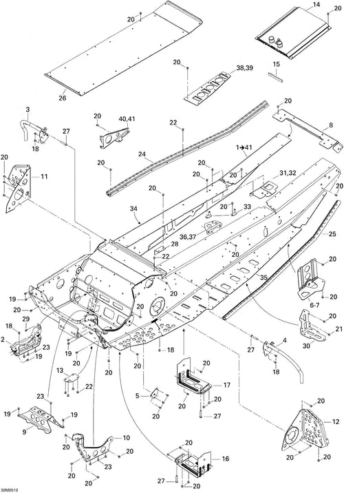 Fits 2005-2007 Ski-Doo MX Z 440 Racing / MX Z 440X Racing Models RH Suspension Bracket, Black, OEM Part # 518324703