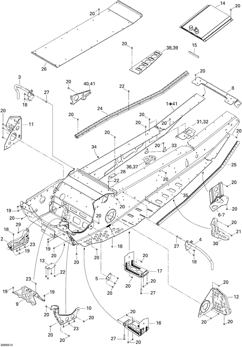 Fits 2003-2007 Ski-Doo MX Z 440 Racing / MX Z 440X Racing Models RH Liner Tunnel, OEM Part # 518325023