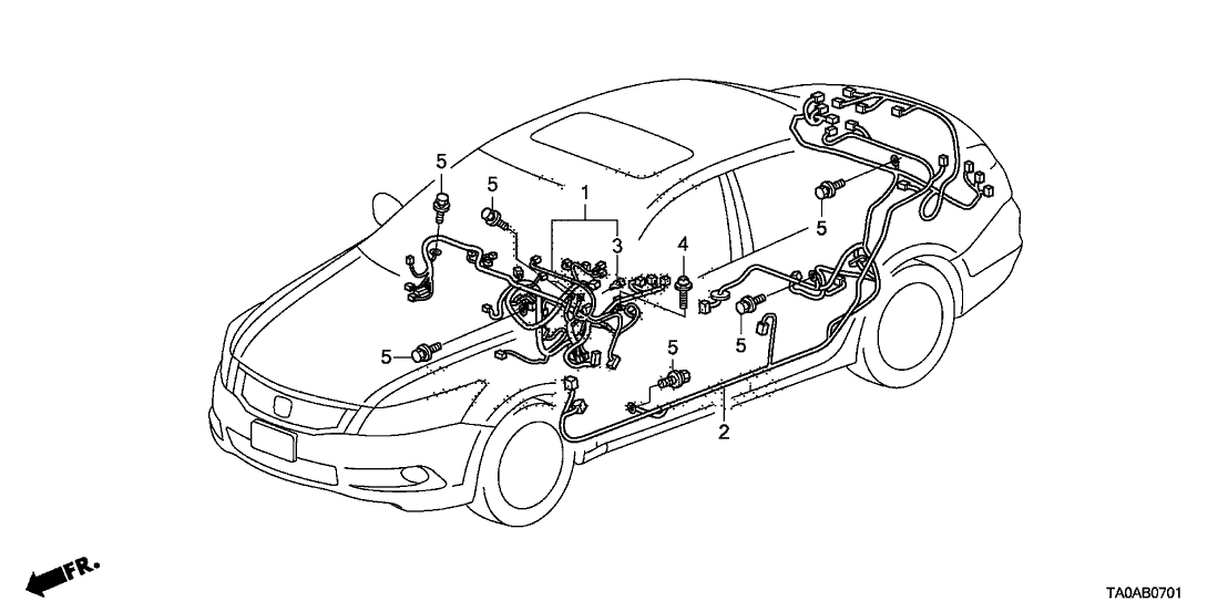 Honda New 2012 Fits Honda Accord Instrument Wire Harness, Part # 32117-TA5-L00