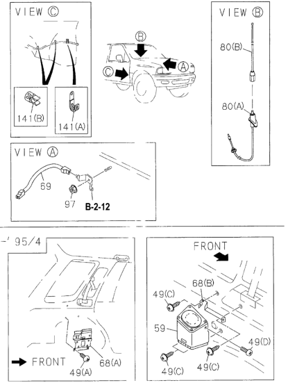 Honda New 1994-1997 Fits Honda Passport Antenna W/Whip (Passenger Side), Part # 29081-31000