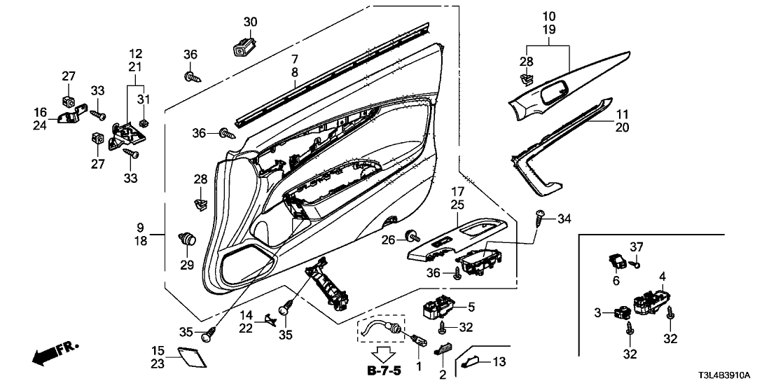 Honda New 2013 Fits Honda Accord Lining, L. FR. Door (Lower) *NH167L* (GRAPHITE BLACK), Part # 83551-T3L-A01ZA