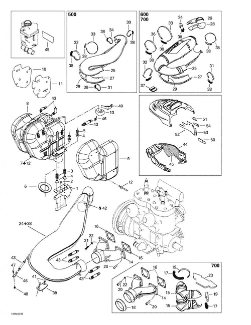 Fits 2002-2005 Ski-Doo Grand Touring 500/600/700 / Grand Touring 500/600/700/800 Models Support, OEM Part # 514053442