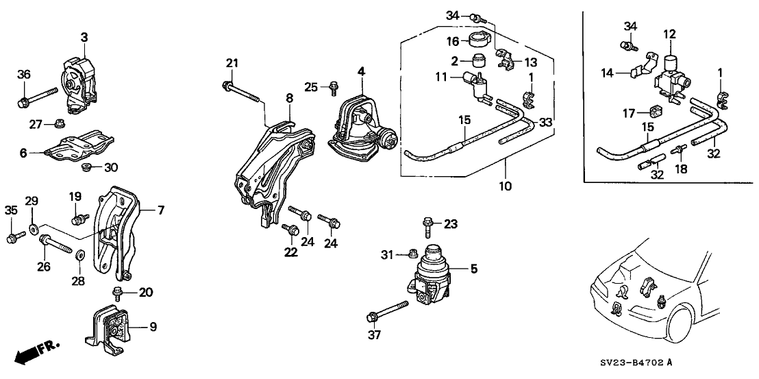 Honda New 1994-1998 Fits Honda Accord Bracket, FR. Engine Stopper, Part # 50826-SV4-000