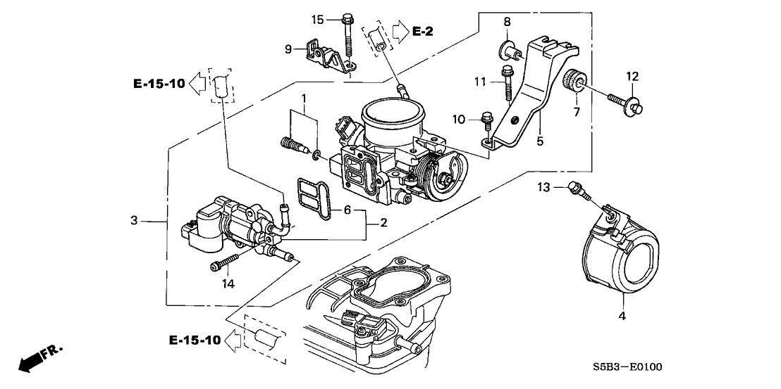 Honda New 2003-2005 Fits Honda Civic Throttle Wire Stay, Part # 16411-PZA-A01