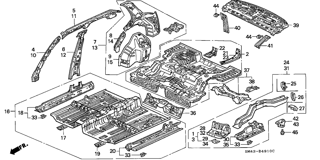 Honda New 1990-1997 Fits Honda Accord Reinforcement, Frame End Flange, Part # 65623-SM4-A00ZZ