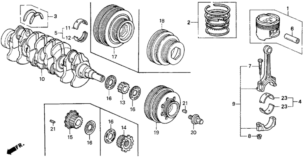 New 1984-1995 Fits Honda Civic Bearing G, Main (Red) (Daido), Part # 13327-PLC-003