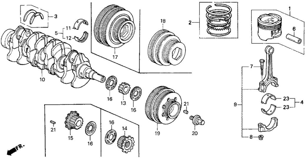 New 1984-1995 Fits Honda Civic Bearing G, Main (Red) (Daido), Part # 13327-PLC-003