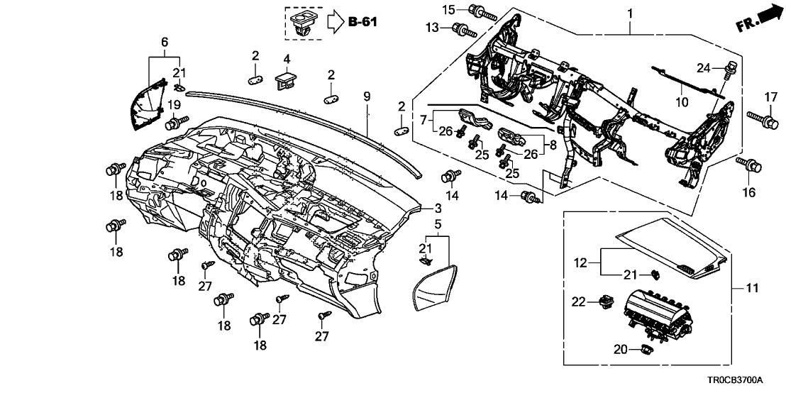 Honda New 2014-2015 Fits Honda Civic Beam, Part # 61310-TR3-A60ZZ