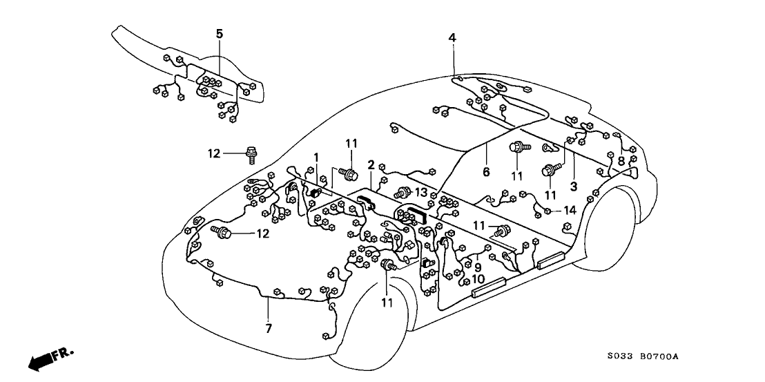 Honda New 1996-1997 Fits Honda Civic Floor Wire Harness, Part # 32107-S03-A01