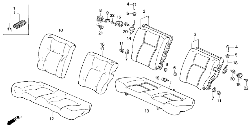 Honda New 1992 Fits Honda Civic Cover, Right Rear Seat-Back Trim (Palmy Blue), Part # 82121-SR0-A11ZA