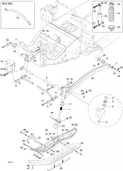 Fits 2004-2007 Ski-Doo Skandic SUV 550F / Skandic SUV 600 Washer, OEM Part # 605449801