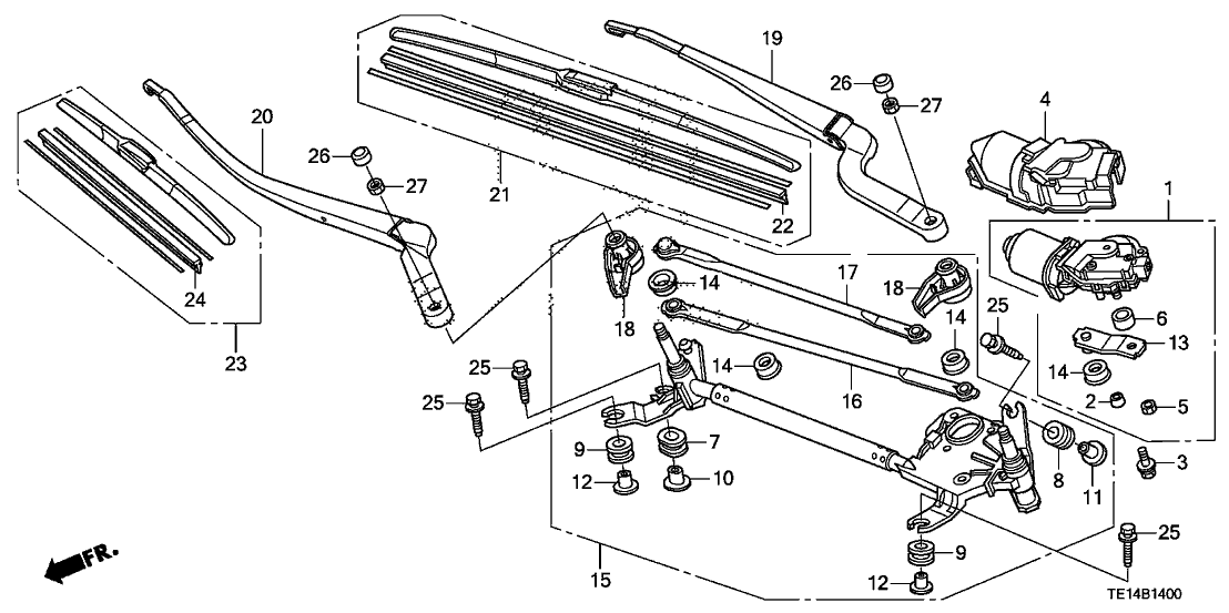 Honda New 2008-2012 Fits Honda Accord Front Wiper Link, Part # 76530-TE0-A01