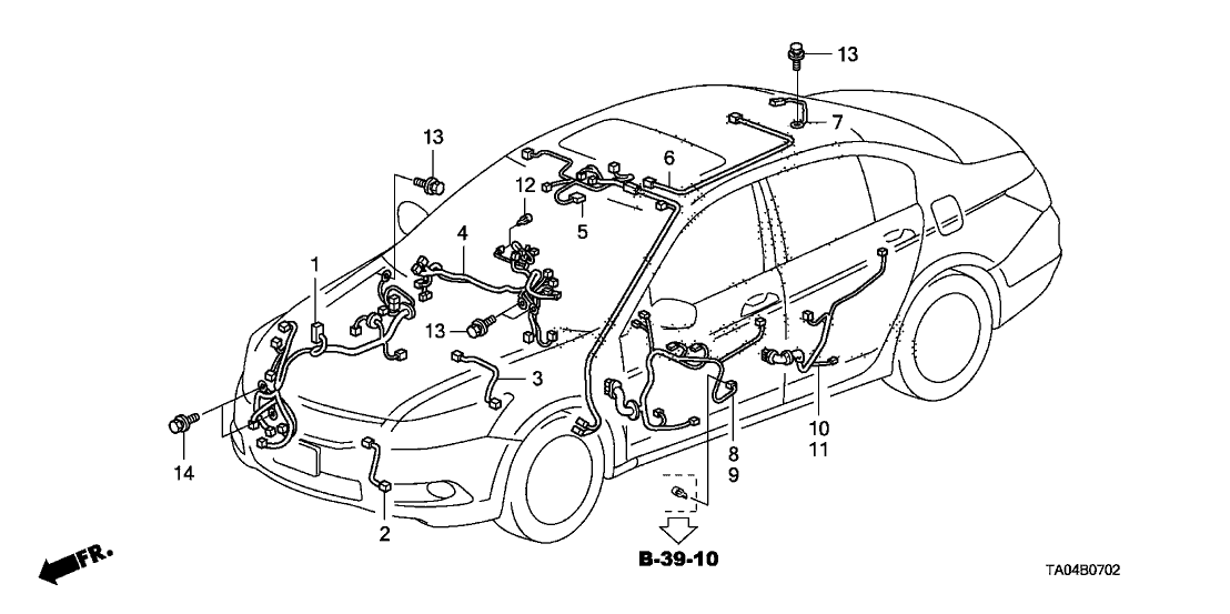 Honda New 2011 Fits Honda Accord Audio Sub-Wire Harness (Include Sub-Feeder), Part # 32118-TA0-A02