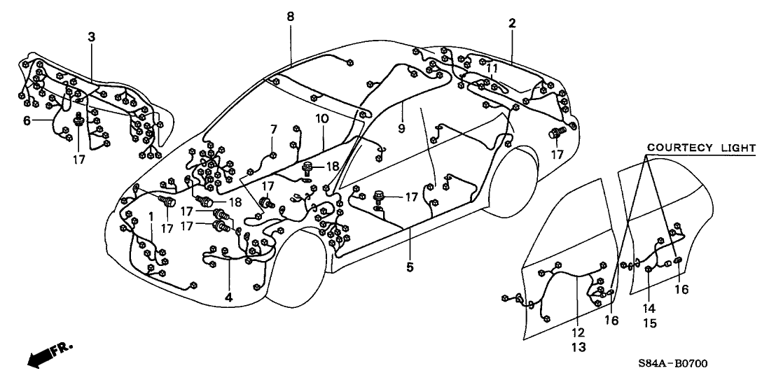 Honda New 2001-2002 Fits Honda Accord Instrument Wire Harness, Part # 32117-S84-A03
