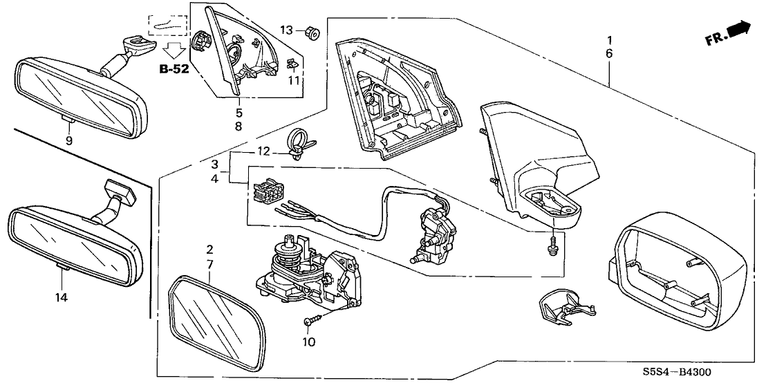 Honda New 2002-2005 Fits Honda Civic Garnish, R. Door Mirror *NH1L*(Tweeter) (BLACK), Part # 76220-S5T-A01ZA