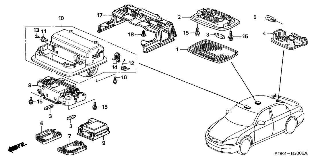 New 2003-2007 Fits Honda Accord Module Assy., Ambient Light *NH220L* (CLEAR GRAY), Part # 39180-SDA-A52ZA