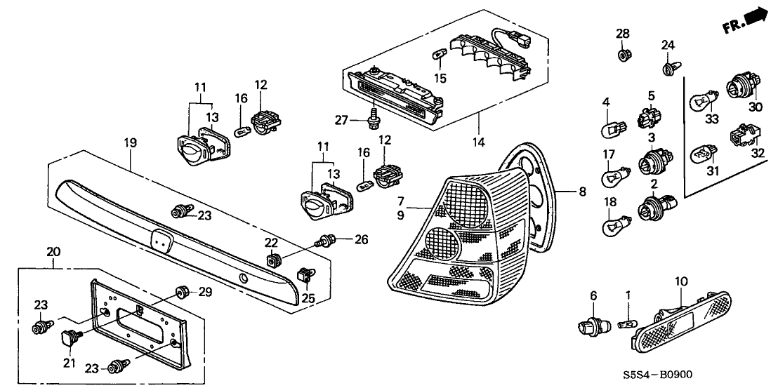 Honda New 2002-2005 Fits Honda Civic Rear License Garnish Assembly (Taffeta White), Part # 74890-S5T-E01ZE