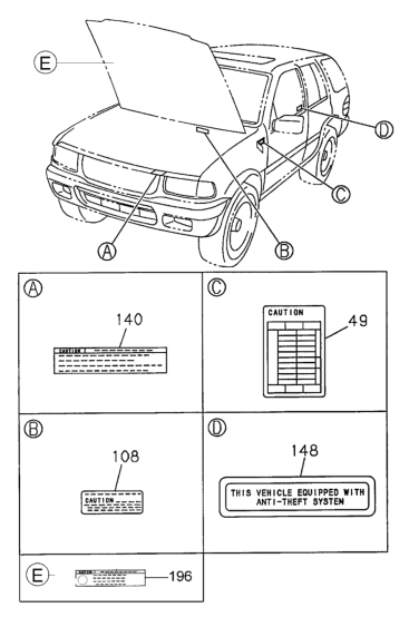 Honda New 1999 Fits Honda Passport Plate, Fuse Box Caution, Part # 89718-34250