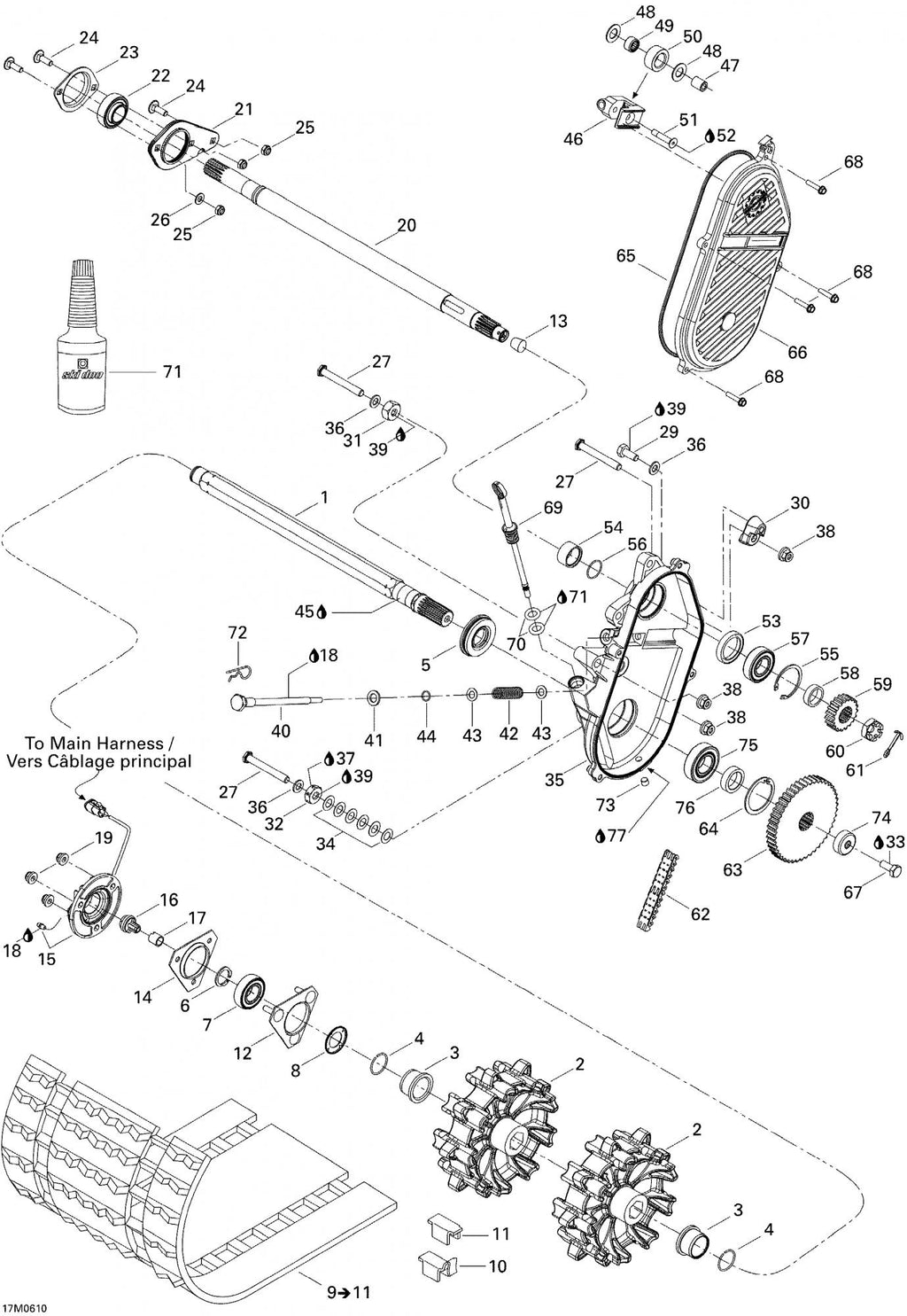 Fits 2003-2007 Ski-Doo MX Z 440 Racing / MX Z 440X Racing Models Counter Shaft, OEM Part # 504152020