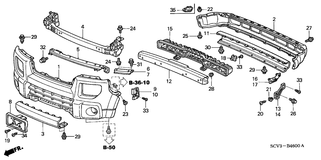 Honda New 2005-2006 Fits Honda Element Face, Rear Bumper (Dot) (Blue Metallic), Part # 04715-SCV-A90ZB