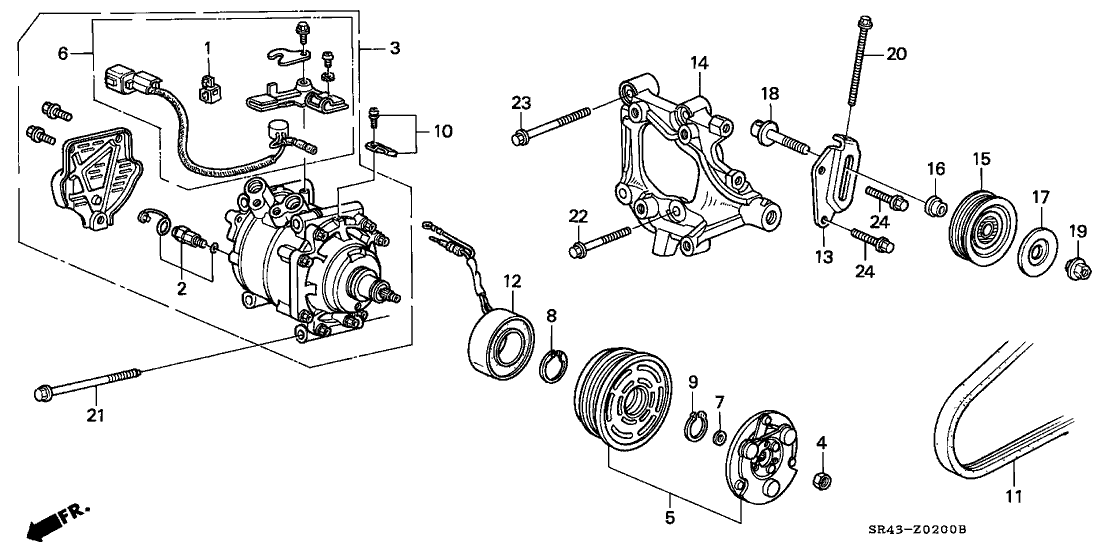 Honda New 1992-1993 Fits Honda Civic Compressor Clutch Set, Part # 38900-P07-014