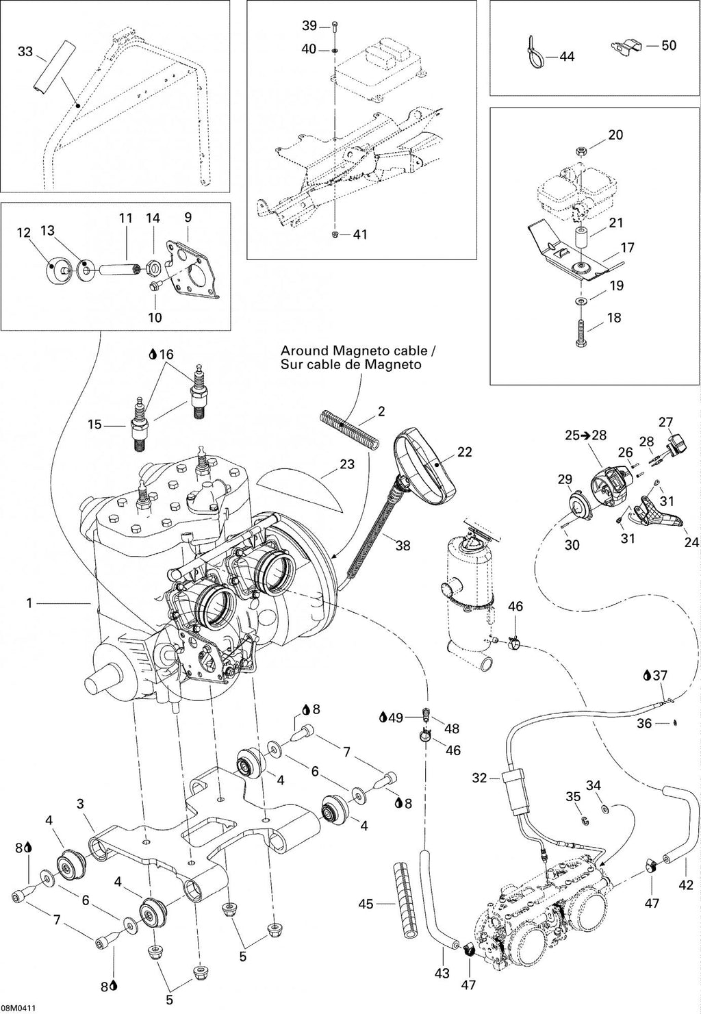 Fits 2004-2007 Ski-Doo GSX 600 HO SDI / GSX LTD 600 HO SDI Models Throttle Cable, OEM Part # 512060087