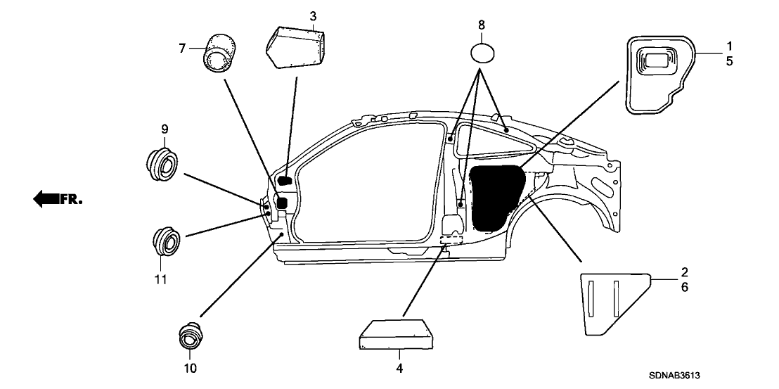 Honda New 2006-2007 Fits Honda Accord Absorber, L. Side Panel (Outer), Part # 74567-S3M-A00