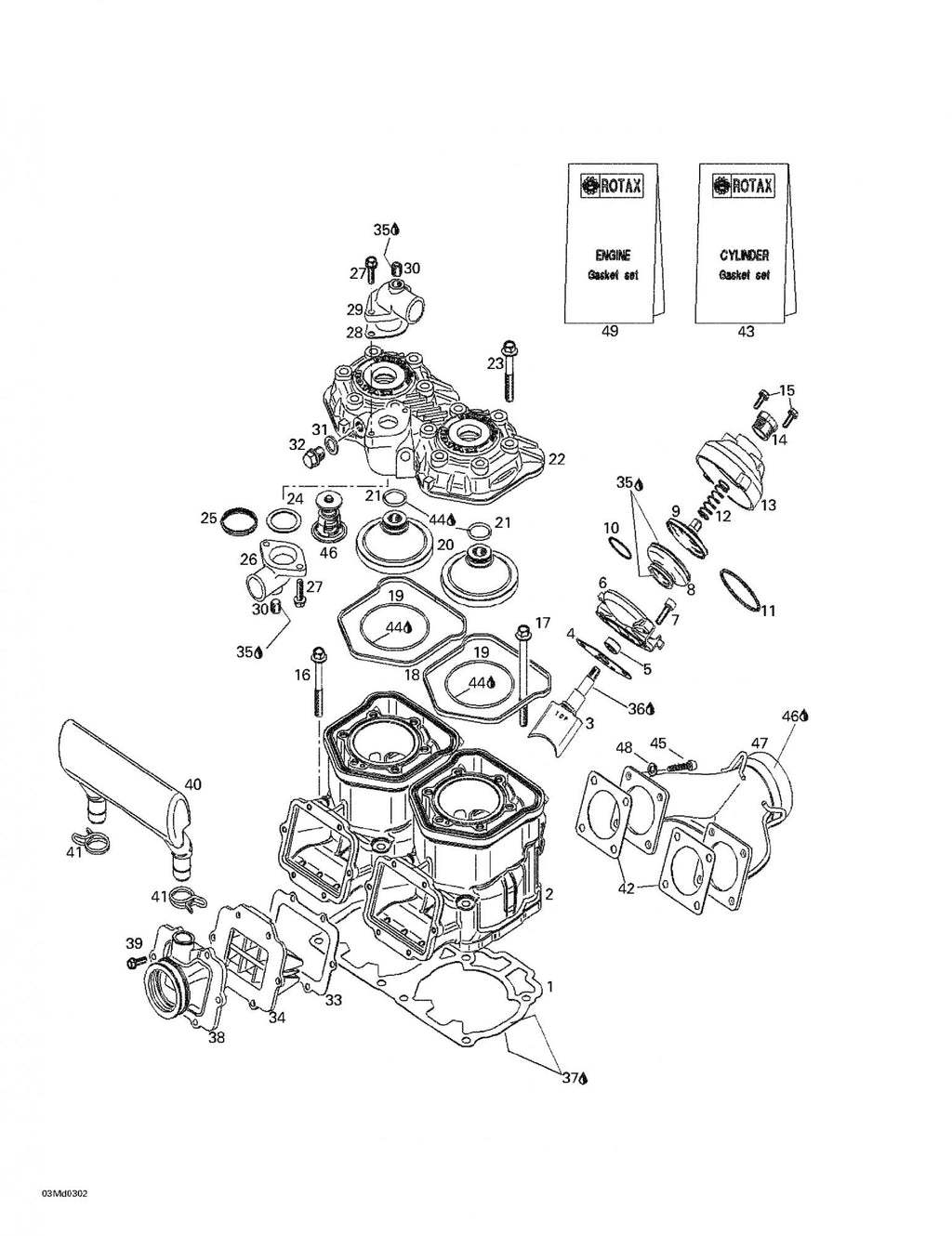 Fits 2002-2006 Ski-Doo MX Z 440 Racing / MX Z X 440 Models Gasket, OEM Part # 420250238