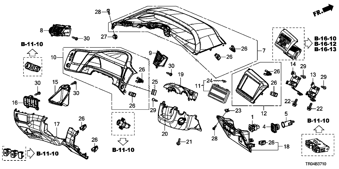 Honda New 2012 Fits Honda Civic Panel Assy., Center (Lower) *NH167L* (GRAPHITE BLACK), Part # 77311-TR0-A11ZA