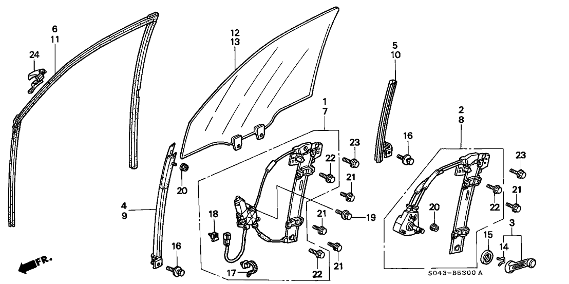 Honda New 1996-2000 Fits Honda Civic Right Front Door Center Sash (Lower), Part # 72231-S04-003