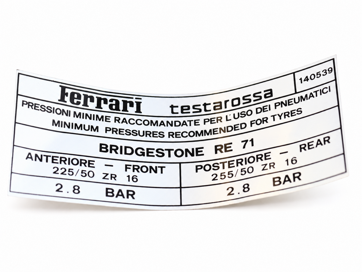 140539 - Tr Br/Stone Re71 Tyre Inflation Sticker