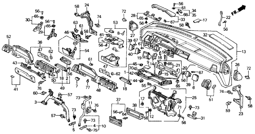Honda New 1990-1991 Fits Honda Civic Lock, Instrument Cover (Lower), Part # 77304-SH5-A01