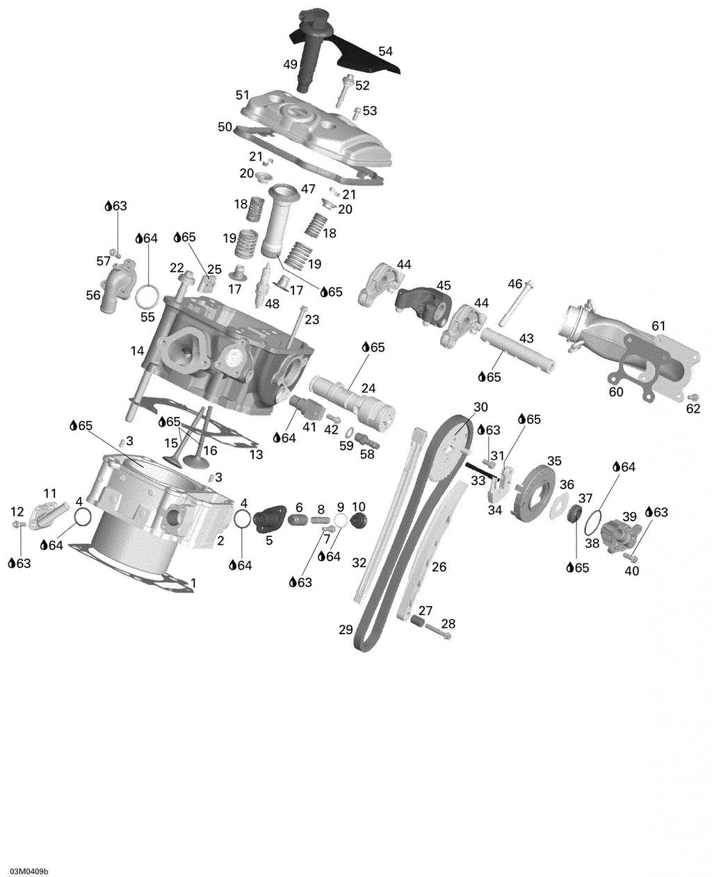 Fits 2003-2006 Ski-Doo Expedition 4-TEC / Expedition V-1000 Models Cylinder Ass’y Includes 2 To 3, OEM Part # 420923948