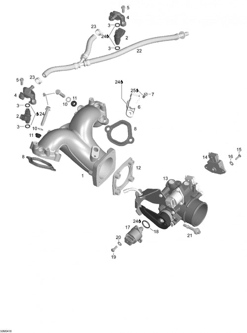 Fits 2004-2006 Ski-Doo Expedition 4-TEC / Expedition V-1000 Models Throttle Body Ass'y Includes 13 To 20, OEM Part # 420888901