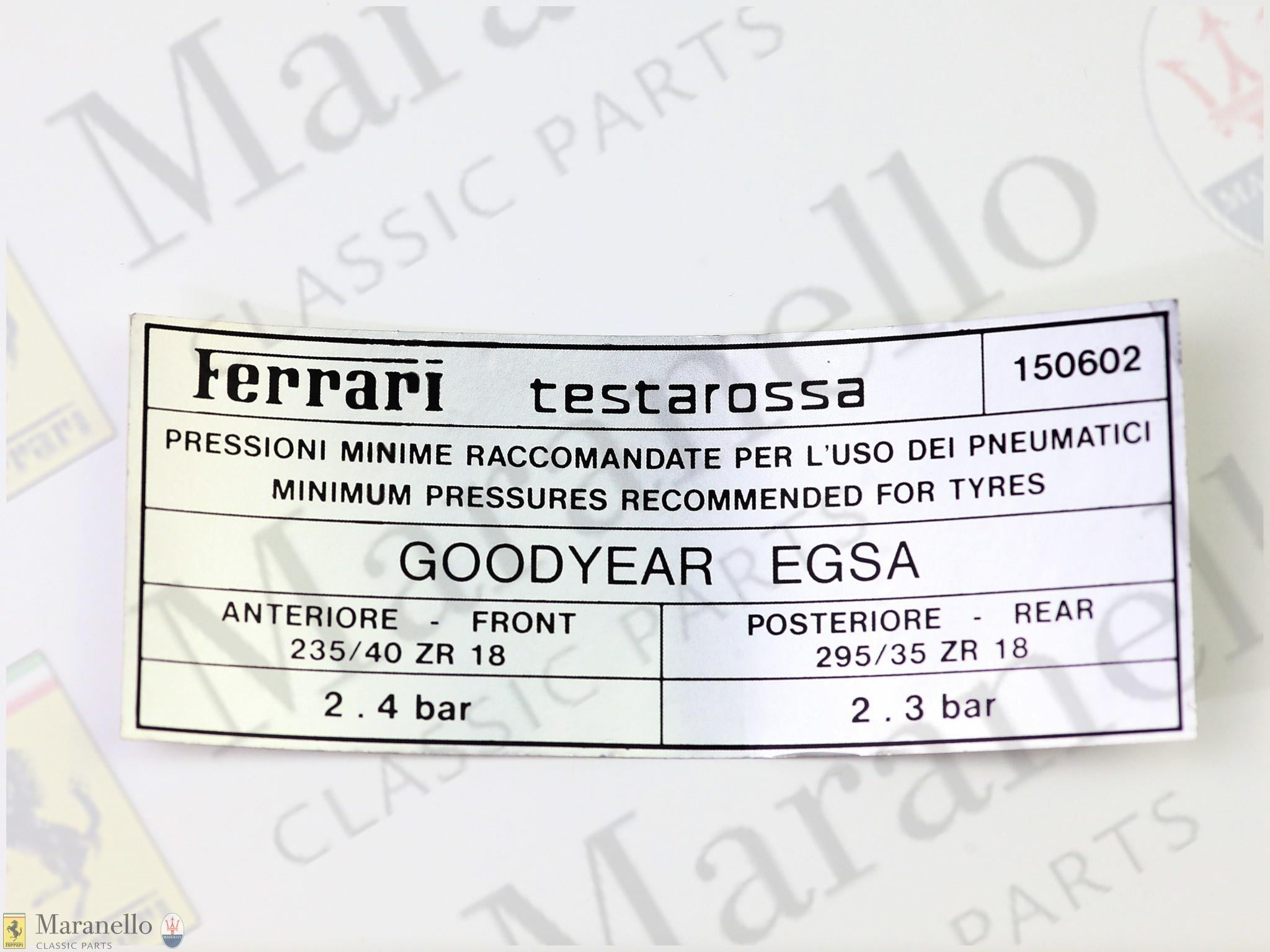 150602 - Tyre Inflation Sticker GOODYEAR