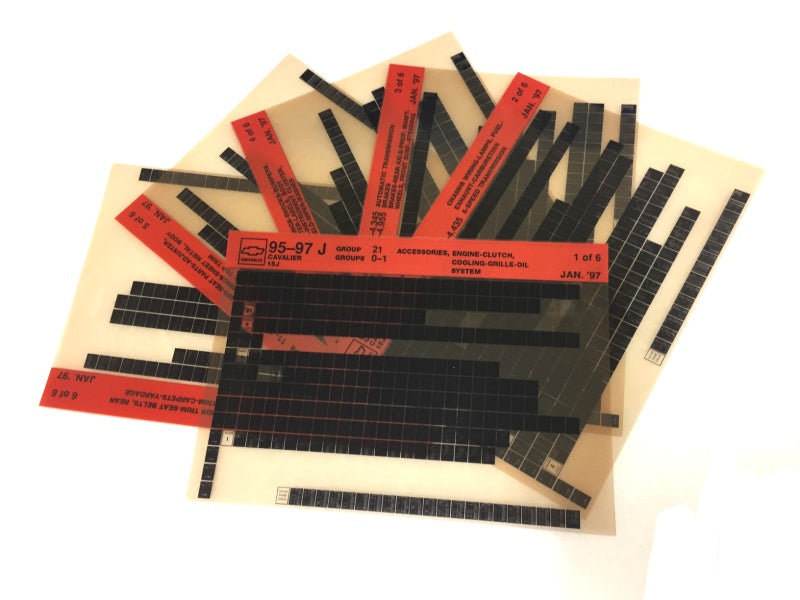 1995-2001 Chevrolet Cavalier "J" Parts Microfiche Catalog Slides