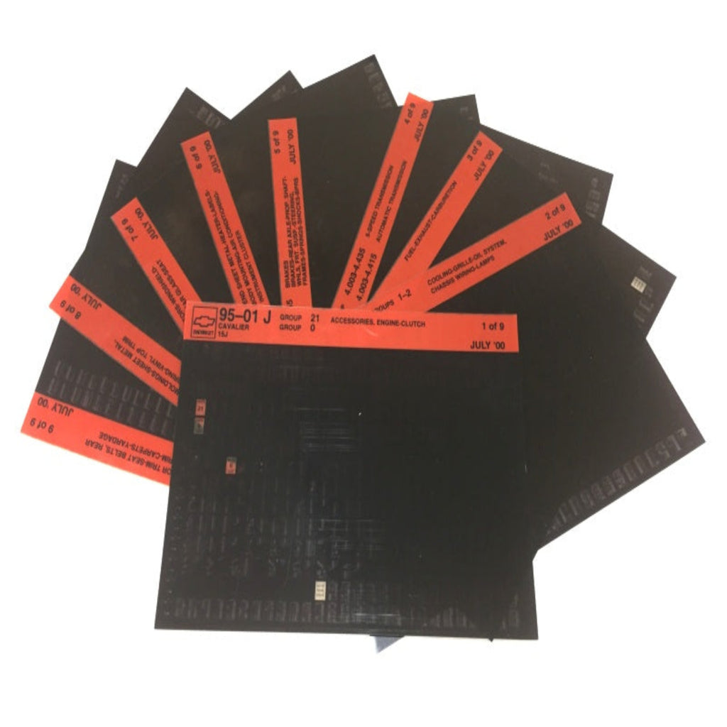 1995-2001 Chevrolet Cavalier "J" Parts Microfiche Catalog Slides