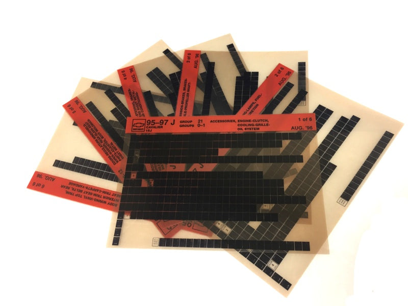 1995-2001 Chevrolet Cavalier "J" Parts Microfiche Catalog Slides