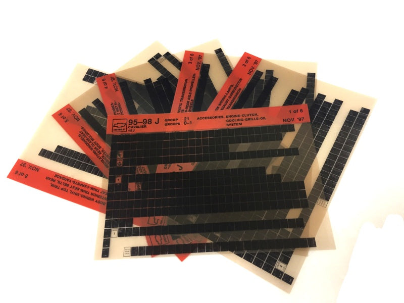 1995-2001 Chevrolet Cavalier "J" Parts Microfiche Catalog Slides