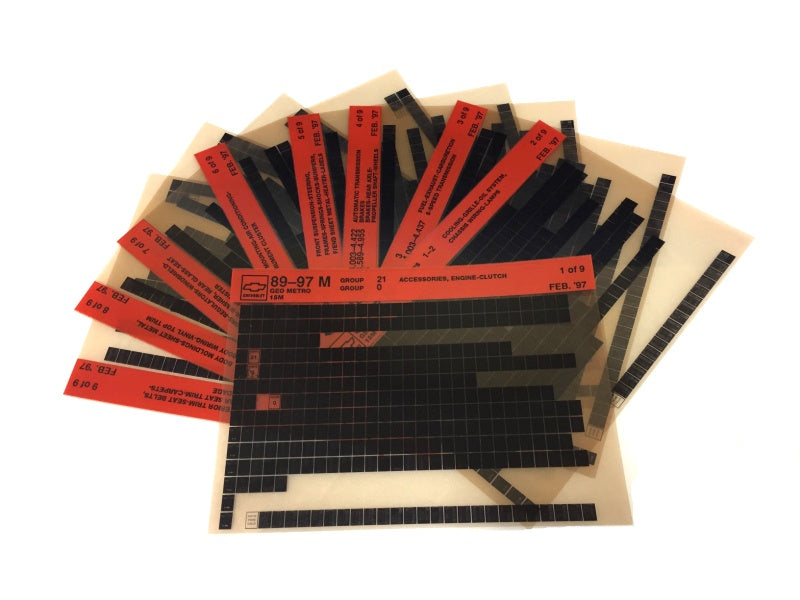 1989-1999 Chevrolet Geo Metro "M" Parts Microfiche Catalog Slides