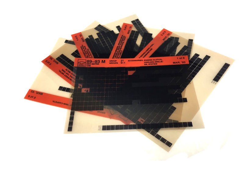 1989-1999 Chevrolet Geo Metro "M" Parts Microfiche Catalog Slides
