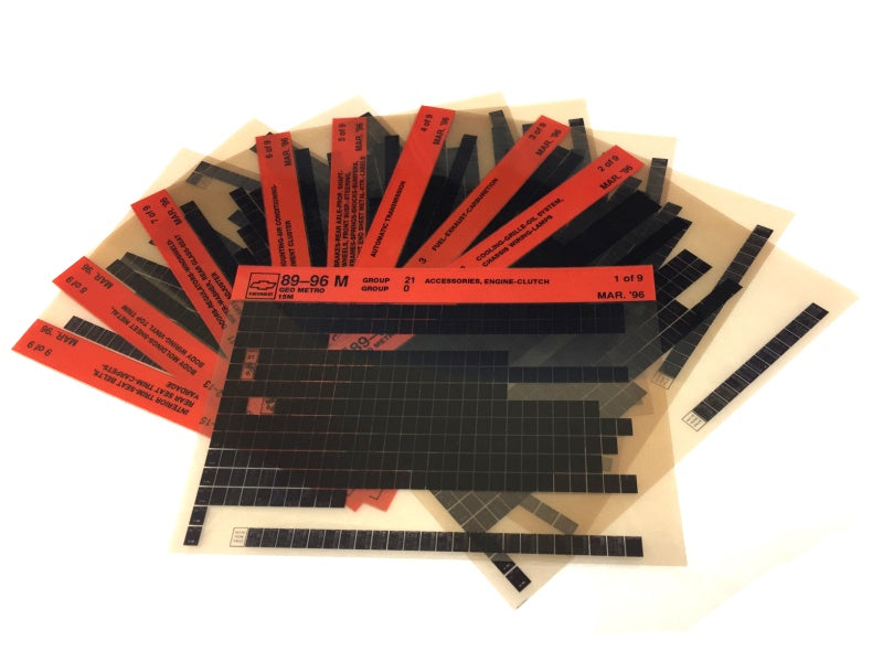 1989-1999 Chevrolet Geo Metro "M" Parts Microfiche Catalog Slides