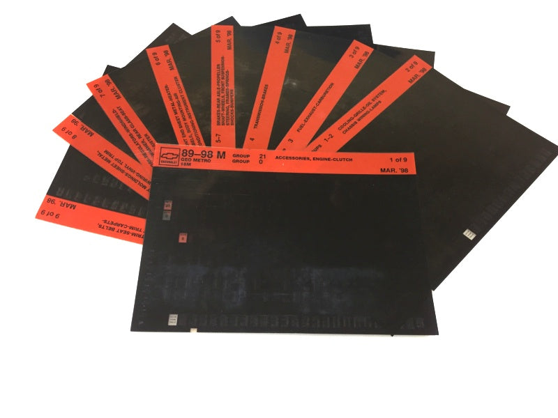 1989-1999 Chevrolet Geo Metro "M" Parts Microfiche Catalog Slides