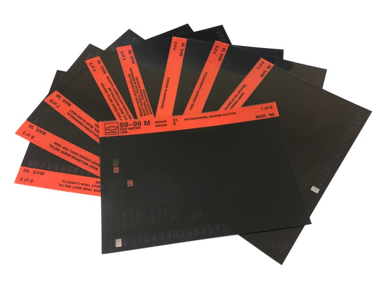 1989-1999 Chevrolet Geo Metro "M" Parts Microfiche Catalog Slides