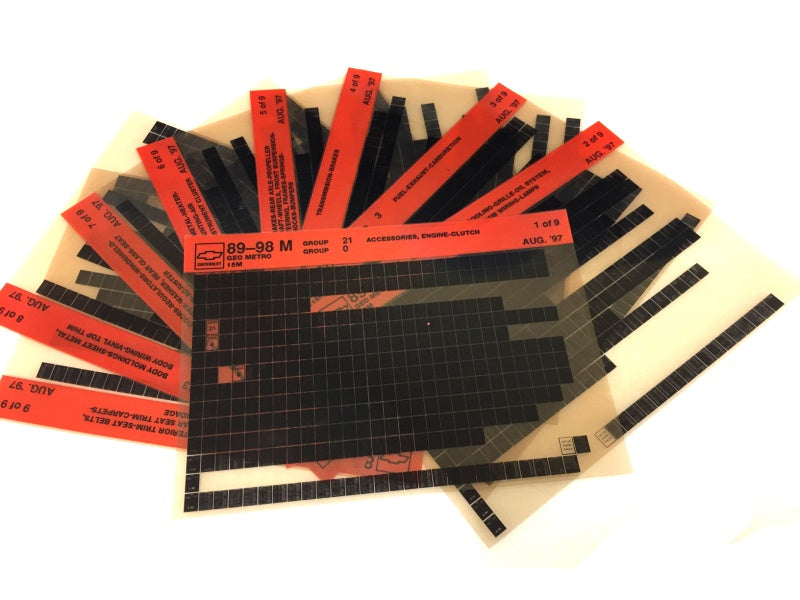 1989-1999 Chevrolet Geo Metro "M" Parts Microfiche Catalog Slides