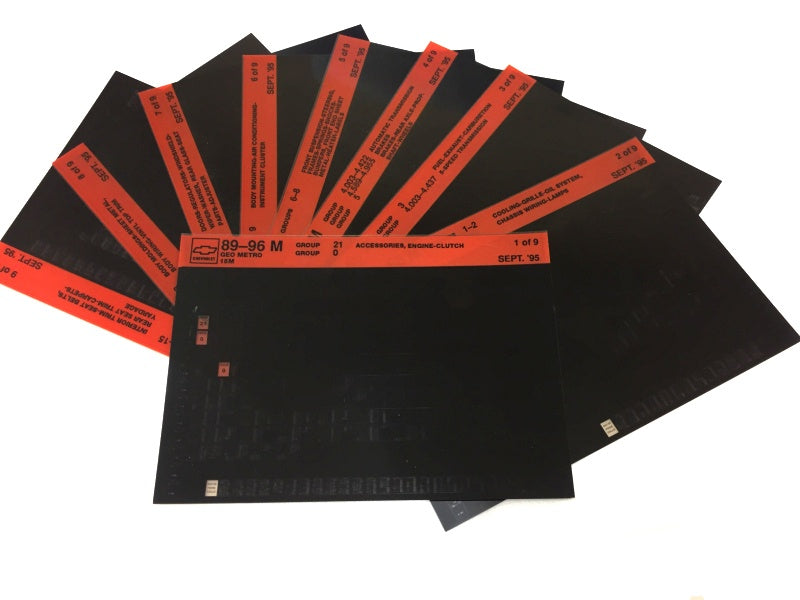 1989-1999 Chevrolet Geo Metro "M" Parts Microfiche Catalog Slides