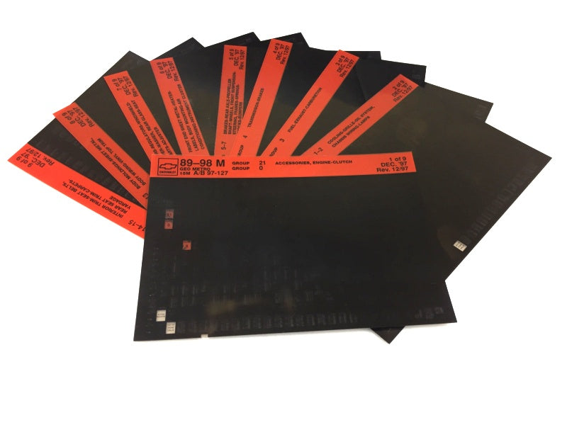 1989-1999 Chevrolet Geo Metro "M" Parts Microfiche Catalog Slides