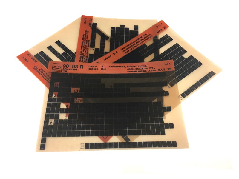1990-1993 Chevrolet Geo Storm "R" Parts Microfiche Catalog Slides