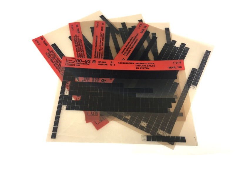 1990-1993 Chevrolet Geo Storm "R" Parts Microfiche Catalog Slides